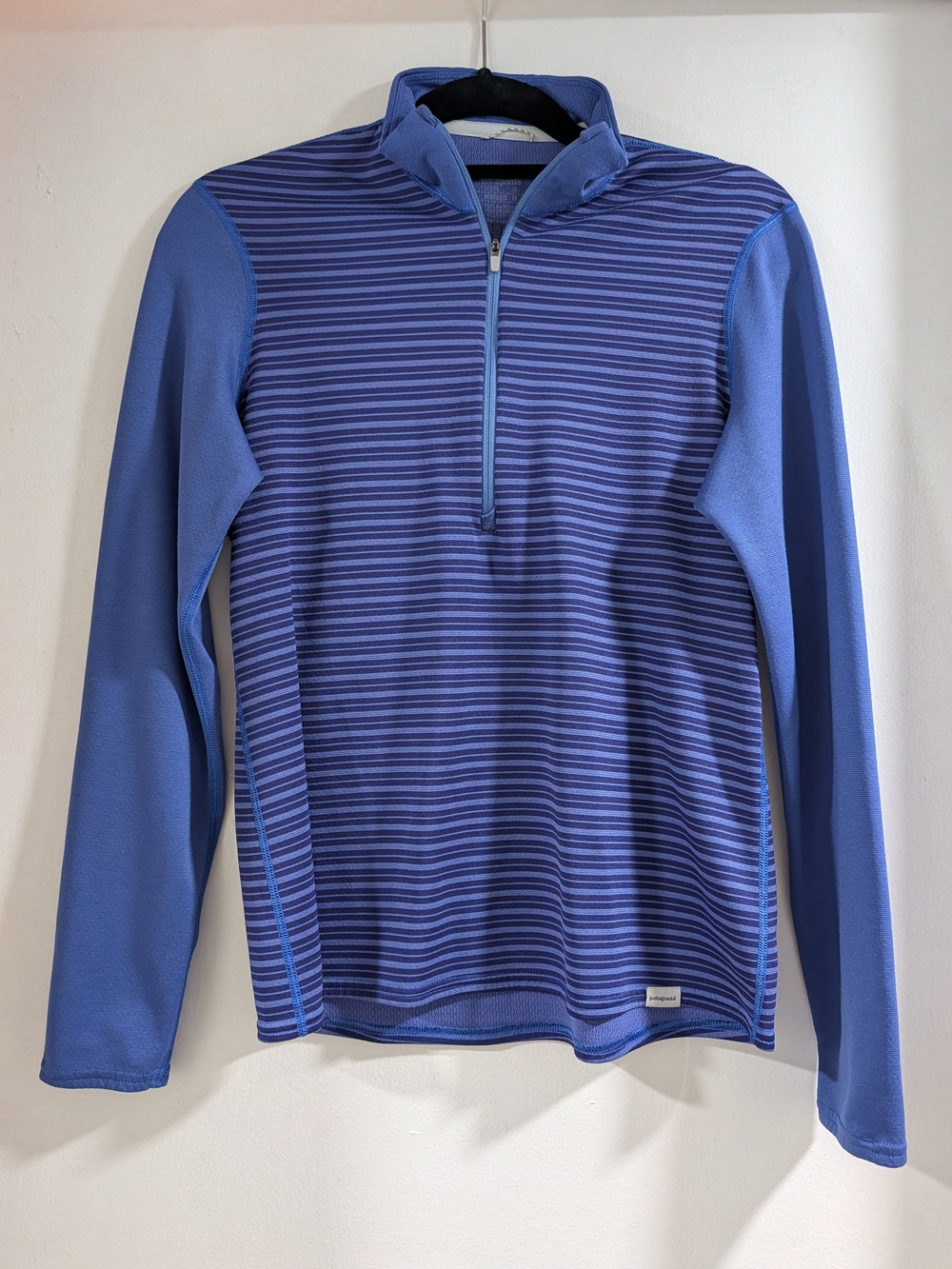 Patagonia Blue Striped Long-Sleeve Quarter-Zip Pullover